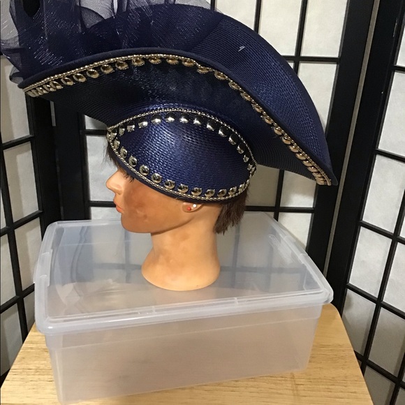 NWT VTG New York Adolfo Realites Absolutely Gourgous Vintage Blue Fascinator - Picture 6 of 7